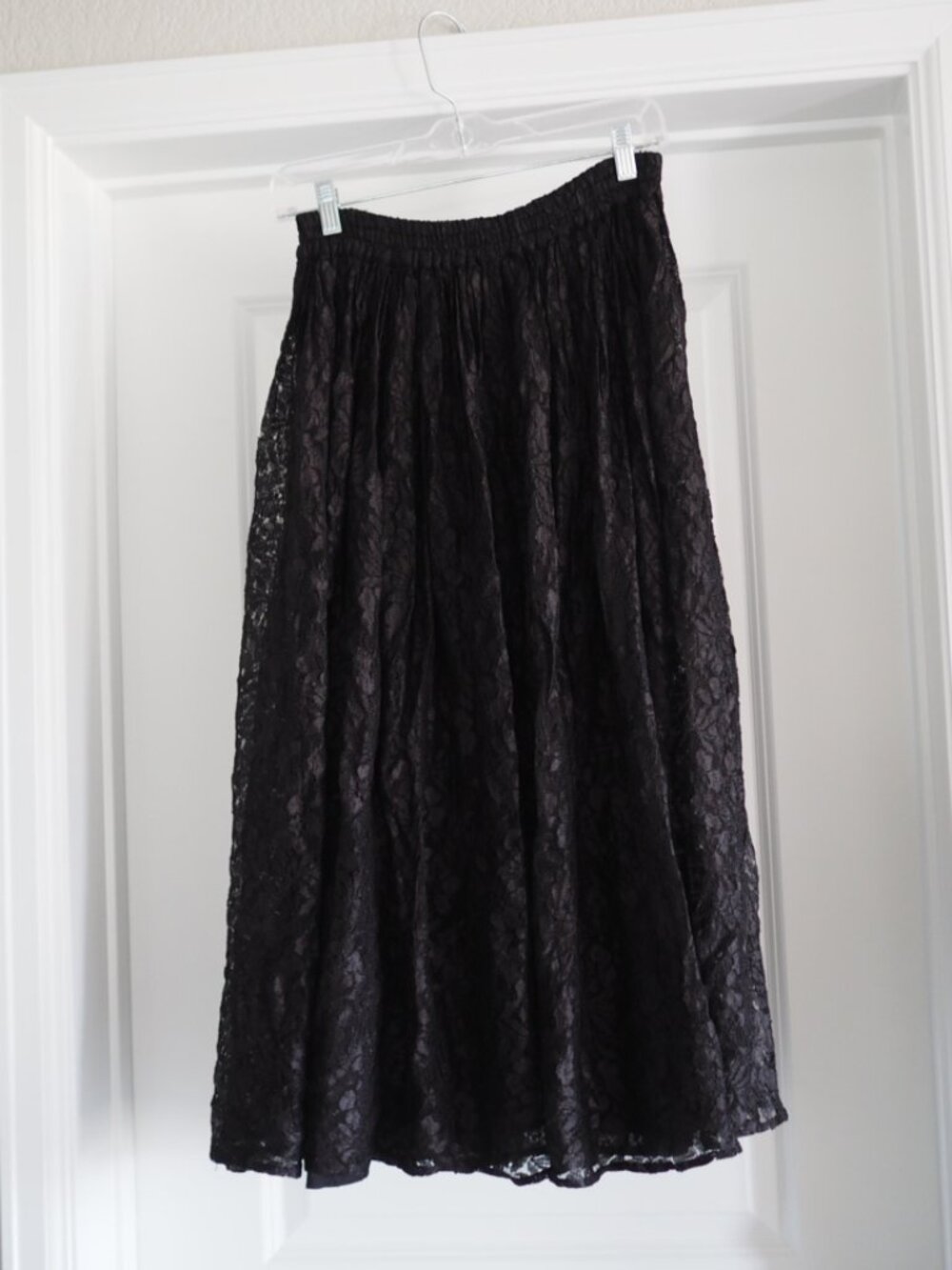 HolyClothing Black Lace Maxi Skirt S/M Goth Boho Fairycore Rayon Renaissance